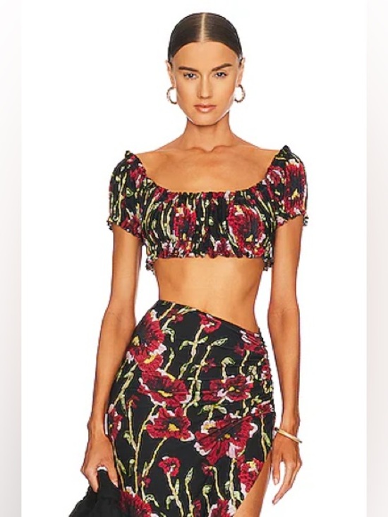 Norma Kamali Dresses & Skirts - (New) Norma Kamali Floral Off-Shoulder Top and Side Slit Skirt Set
